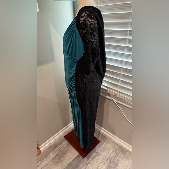 Kiyonna Valentina Illusion Dress In Teal - Picture 7 of 8